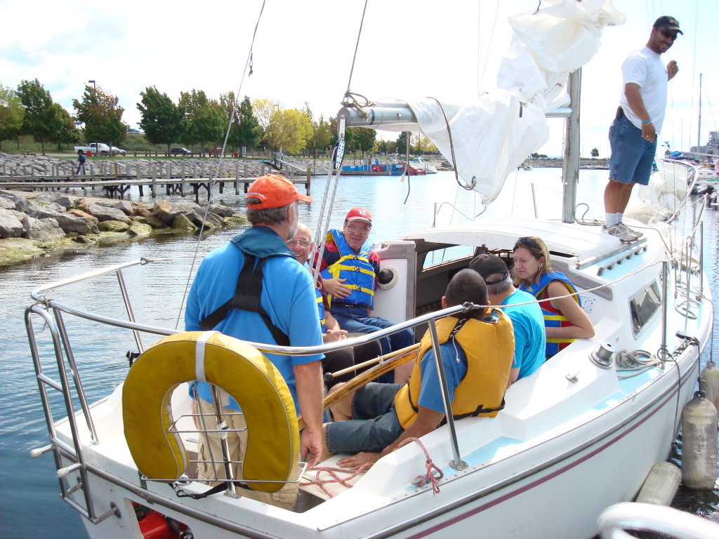 Sailboat with people